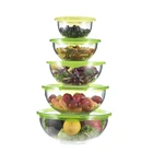 Wholesale customized borosilicate microwavable bowls salad bowl set of glass bowl with lid