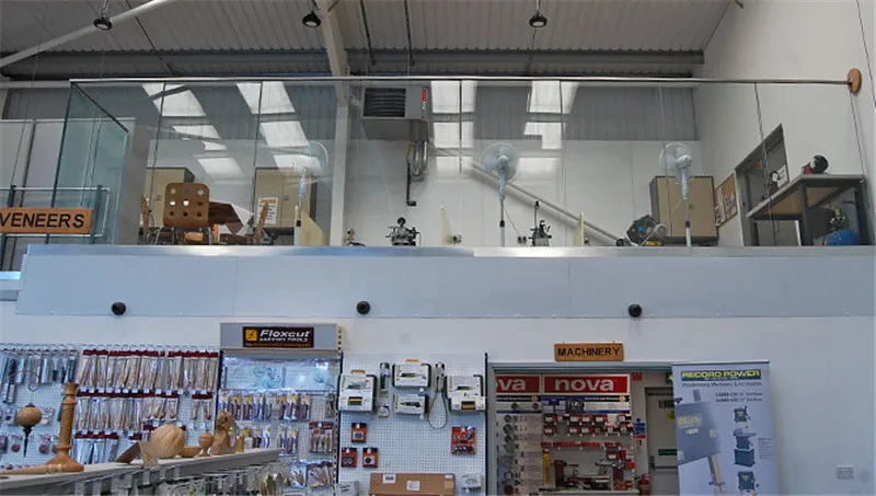 Indoor Top Mounted Glass Railing With Stainless Handrail For Shopping Center