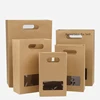 PVC Window open Brown Kraft Paper Bag with Handles coffee bag cookie bag manufacturer