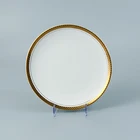 Luxury royal restaurant hotel used wedding party ceramic porcelain golden rim assiette dinner dish plates wholesale