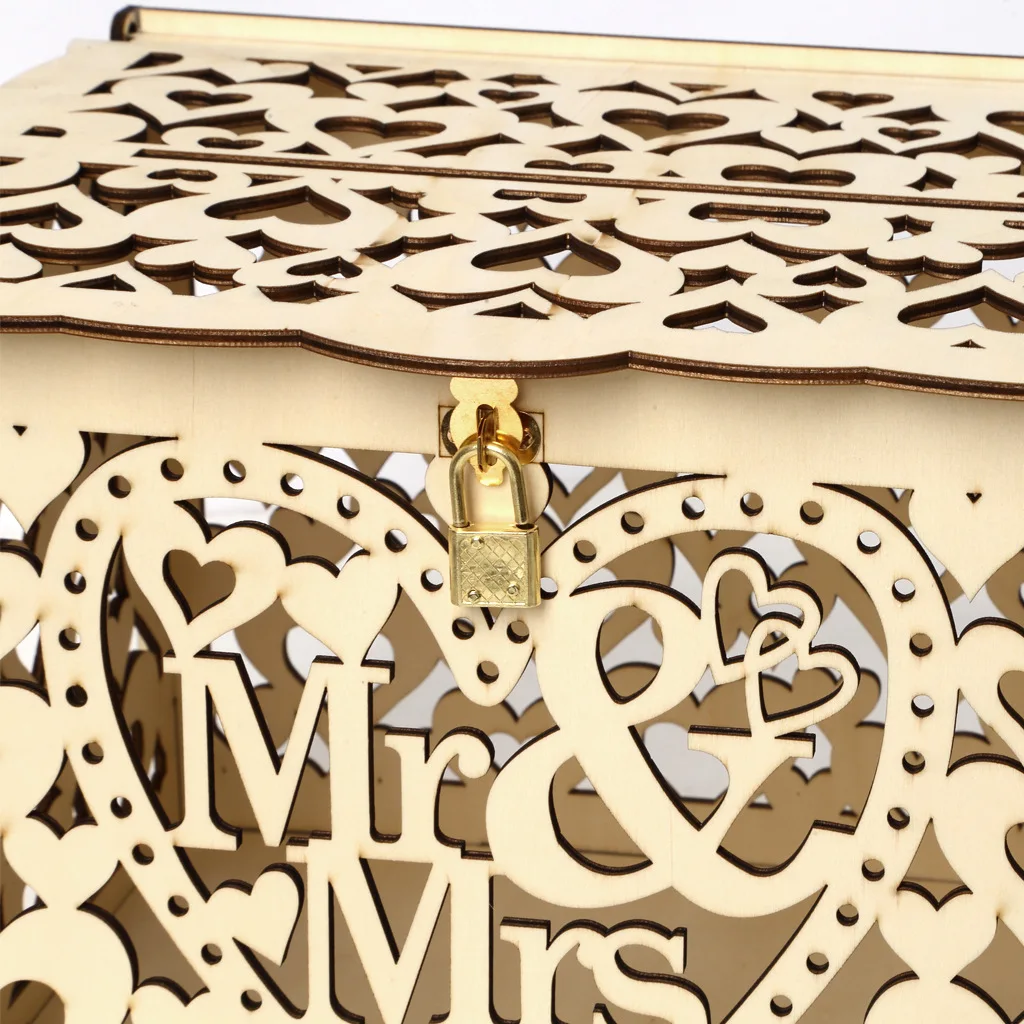 wholesale hollow wooden gift card box money box holder for