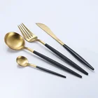 Set Stainless Cutlery Gold And Black Electroplated Flatware Set Stainless Steel Cutlery