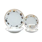 20pcs new bone china dinner set with golden decal ceramic tableware dinnerware for wholesale