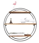 3 Tier Round rustic wood wall floating hanging shelves decorative storage shelves