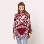 Red swing plaid batwing sleeve wholesale wool yarn hairy round neck knit sweater custom