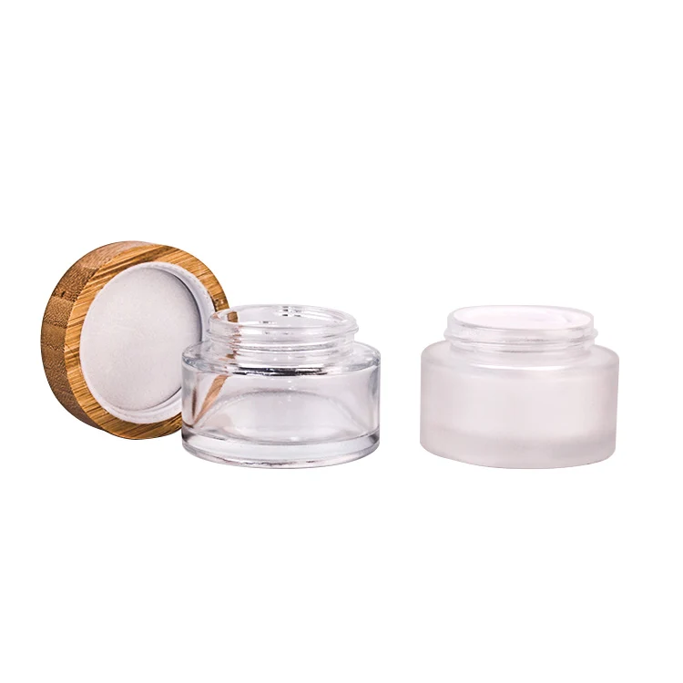 50g personal care face cream glass bottle with bamboo lid
