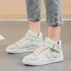 Split Leather Sports Shoes High Cut Top Ladies Sneakers For Women