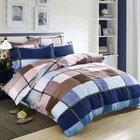 Check pattern printed microfiber bedding set,family use warm comforter set