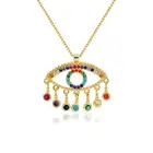 18K Gold Plated Copper Short Clavicle Chain Devil's Eye Zircon Pendant Necklace Jewelry