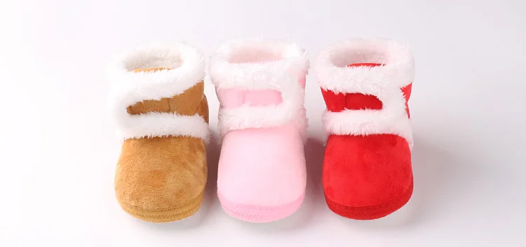 New Arrival Candy Color Warm Plush Baby Winter Shoes Baby Cotton Soft Sole Winter Boots details