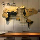 Wall Metal Art Wall Decor Handmade 3D Large Metal Wall Art Decal Living Room World Map Wall Art Home Decor Wall Mural