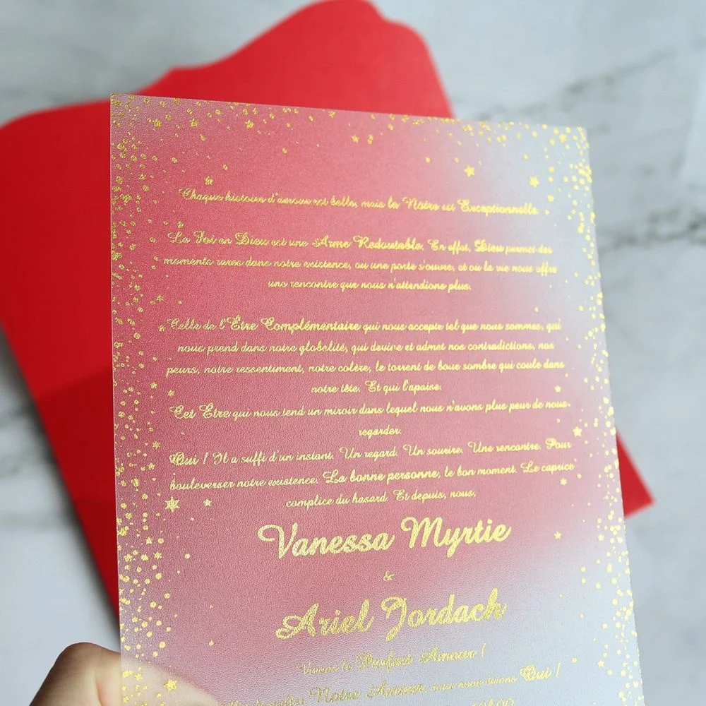 5x7 inches pvc plastic wedding invitations pocket fold wedding