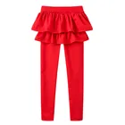 Kid girl solid color pantskirt ruffle leggings