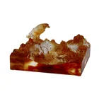 handmade luxury liu ashtray pate de verre decorated with magnet falcon in color amber