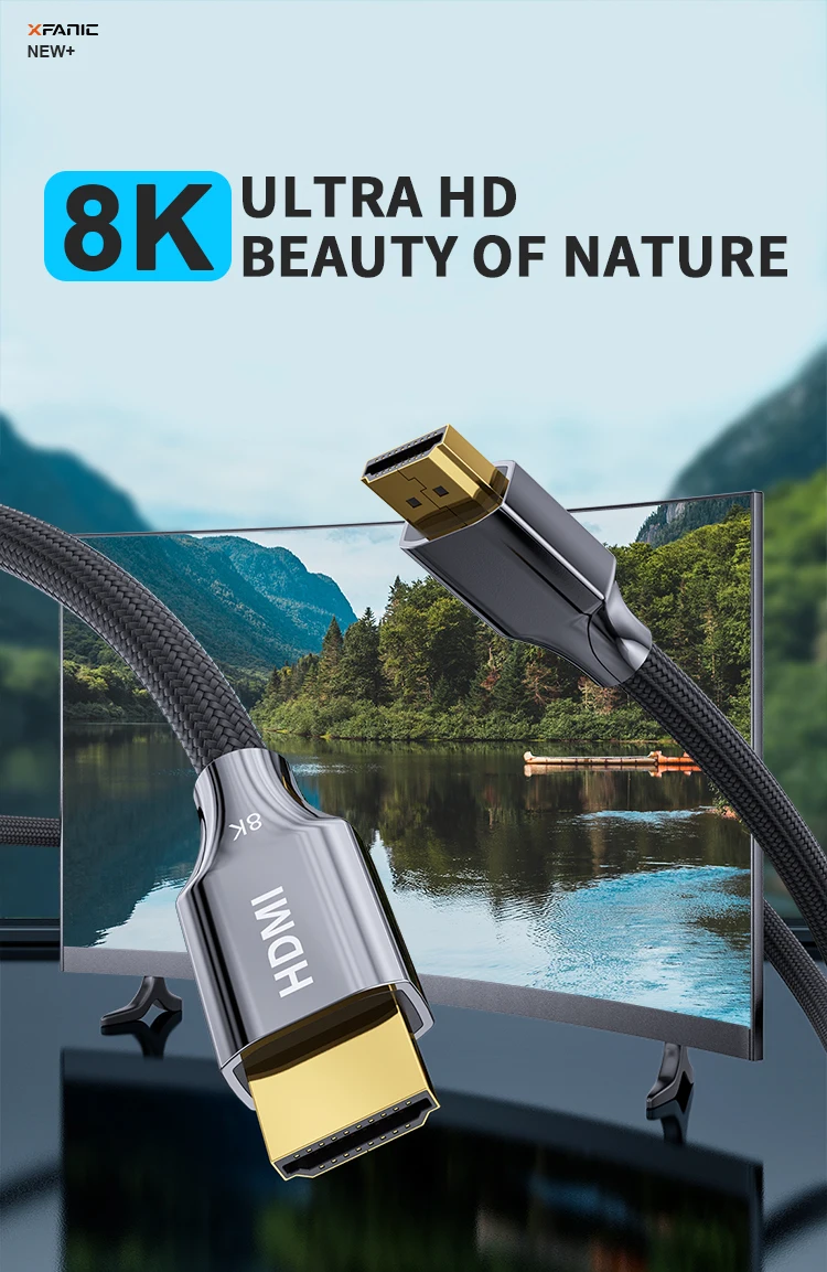 High Speed Gold-plated TV HDMI 2.1 Cable Braided 3M 8K 60Hz 4K 3D Ultra HD Video Audio HDMI Cable 8K