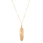Simple Feather Necklace Long Sweater Chain Statement Jewelry Choker Necklace for Women leaf Chocker