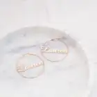 Stud Earrings Bridesmaid Gift Gold Plated Personalized Name Hoop