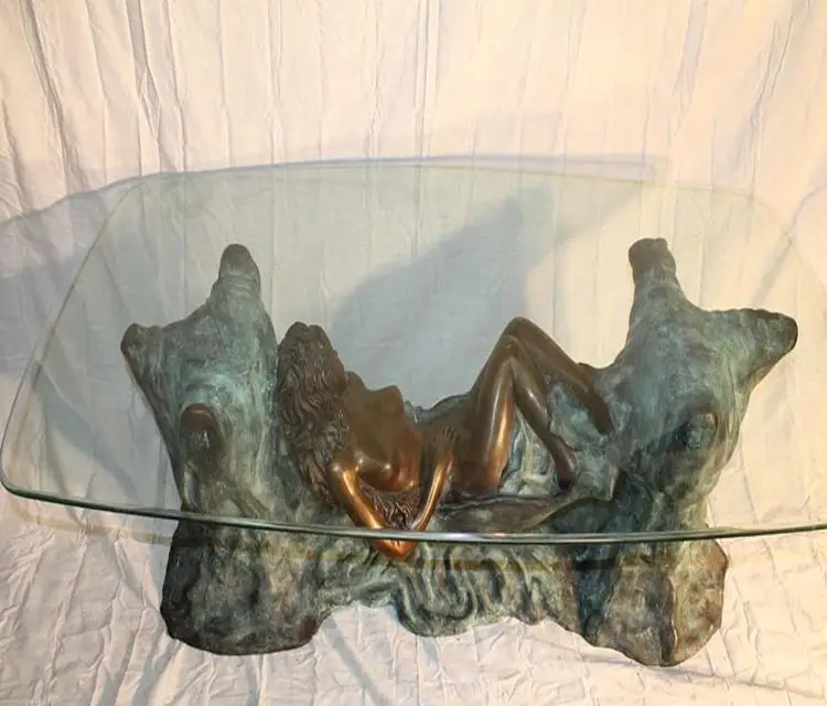 woman bronze sculpture coffee table