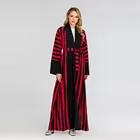 New stripe design long sleeve simple muslim women open abaya