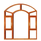 Aluminum Half Circle Wooden Color Arched Window Design Round Casement Window