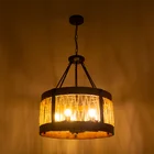 European Bedroom Wood Metal LED Light Ceiling Mounted wood ceiling lamp