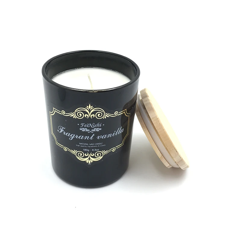 100% natural soy wax scented candle in glass jar