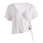 Woven Design Short Elegant Summer New Design Sexy Lady Tassel Shirts Fashion GIrl Fringe Tops Casual Blouse for Women