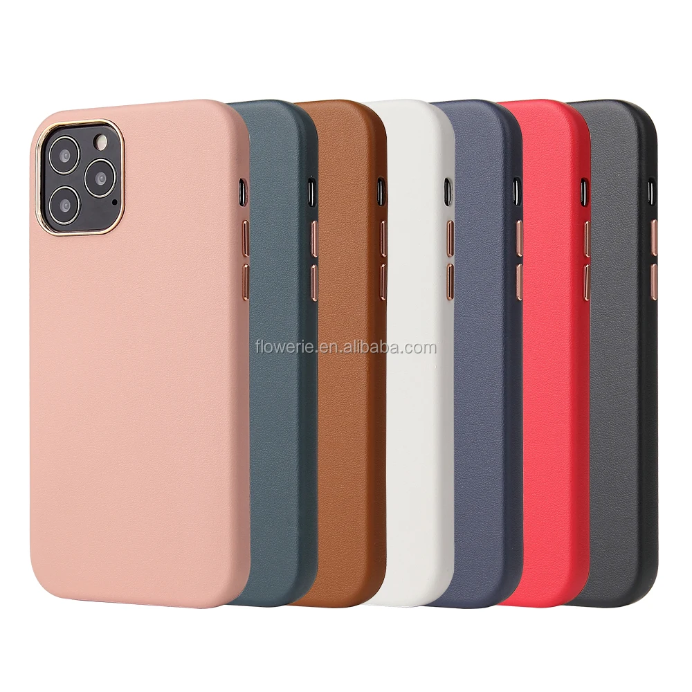 CUAP061 Customized logo Offical For iPhone Leather Case  Leather Phone Case Cover For iPhone 12 Leather Case with camera frame