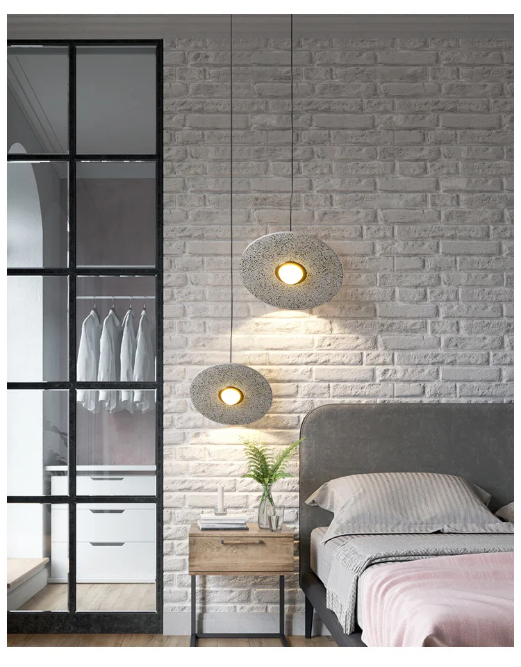 Indoor decorative concrete lamp modern classic terrazzo hanging pendant light