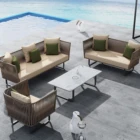 Outdoor Furniture Curved Back Unique Round Home Outdoor All-weather Sofa And Oval Center Table Rattan Furniture Cebu
