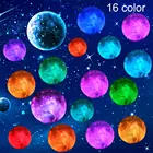 star sky Light Kids Night Light Lamp 16 Colors LED 5.9 Inch 3D Moon Lamp with Wood Stand Touch Remote Control USB Rechar