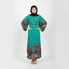 High quality floral printing dress abaya long sleeve muslim Dubai fashion print bronzing dress