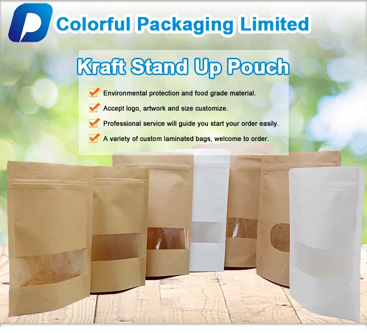 kraft paper bag for food custom order accept bag type stand up