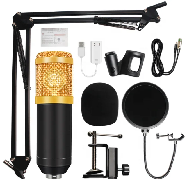 Usb Microphone Condenser Professional for live broadcast Unidirectional bm800 condenser microphone kit studio, Black
Usb Microphone Condenser Professional for live broadcast Unidirectional bm800 condenser microphone kit studio, Black