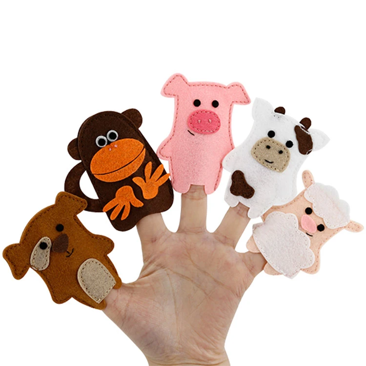 cute design hand felt finger puppet style plush puppet for kids