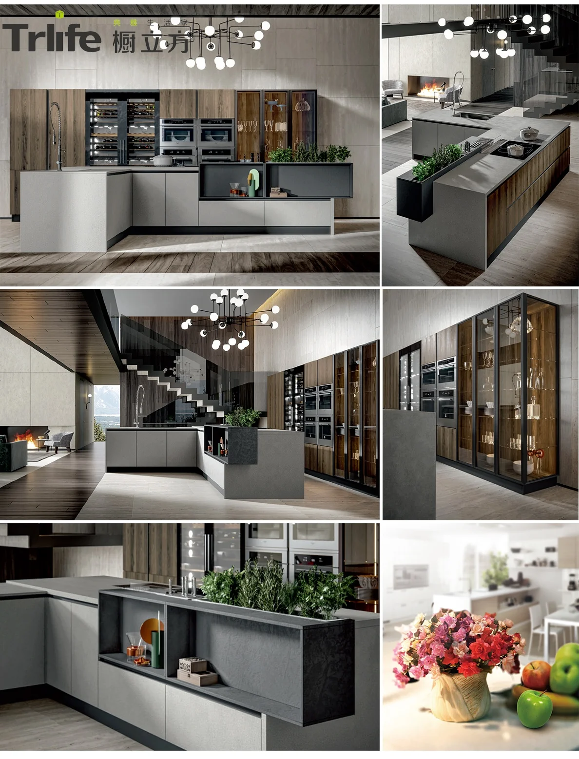 Chinese modern design particleboard melamine facing modular kitchen cabinets