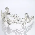 Luxury Crystal Bride Crown Tiara Handmade Silver Princess Wedding Bridal Crown Jewelry