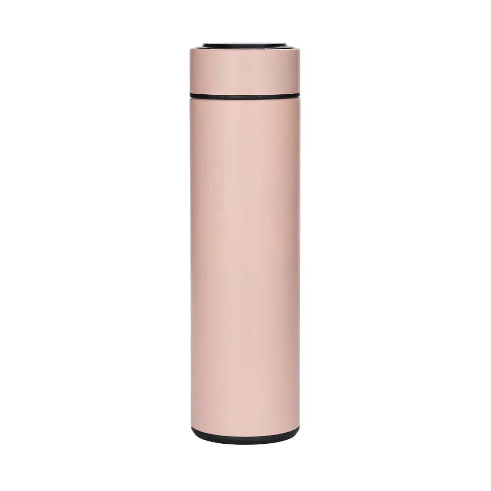 Smart Water Bottle With Tea Infuser Stainless Steel Double Walled Intelligent Vacuum Flask (Light Pink)