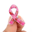 Custom Soft Enamel Glitter Breast Cancer Awareness Pins with Epoxy Doming
