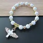 Packaging Customization Bronzing Acrylic Cross Bead Bracelet Oil Dripping Angel Rosary