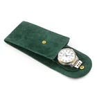 Watch Pouch Custom Luxury Brown Black Blue Green Velvet Leather Travel Watch Pouch Watch Case