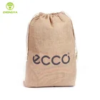 China Silk Screen Custom Logo Eco Friendly Jute Drawstring Bag For Shopping, Jute Drawstring Bag