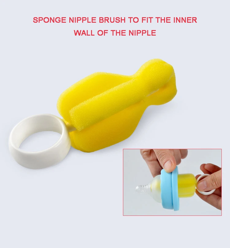 6pcs/set Baby Bottle Brush Nipple Brush 360-degree Rotating Head Cleaning Sponge Cup Brush Kit Baby Milk Bottle Brush