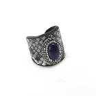 Custom bohemian finger ring jewelry open couple ring adjustable size natural stone ring