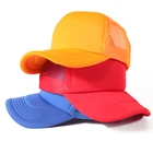 wholesale 5 panel blank mesh trucker caps yellow blue red cheap custom flat trucker caps and hats