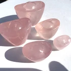 Chinese Gifts Ornamentation Hand Carved ingot in Natural Rose Pink Crystal