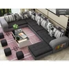 Upholstered Modern Couch U Shaped Linen Fabric Living Room Furniture Chaise Lounge Recliner Sectional L Shape Corner Sofa Sets