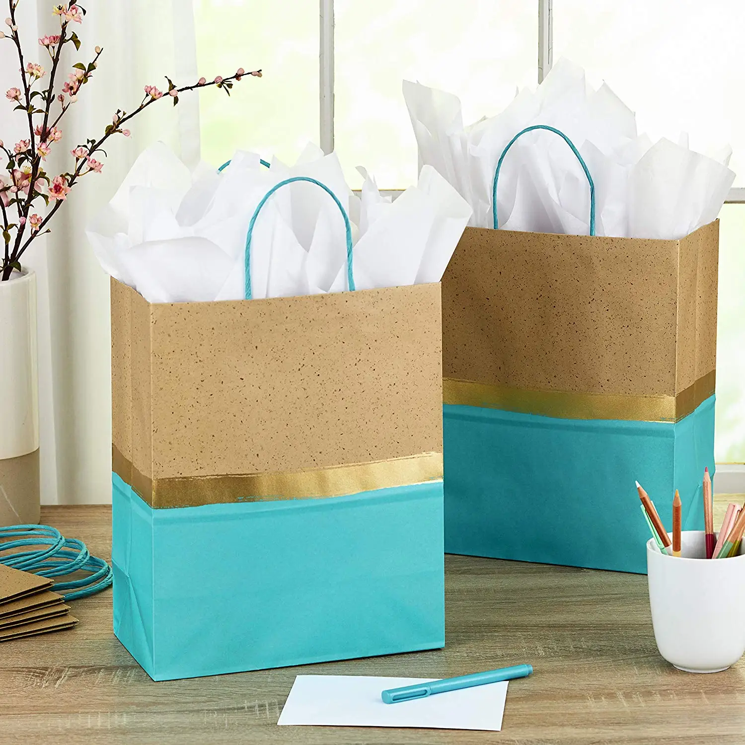 kraft paper gift bags for birthdays weddings