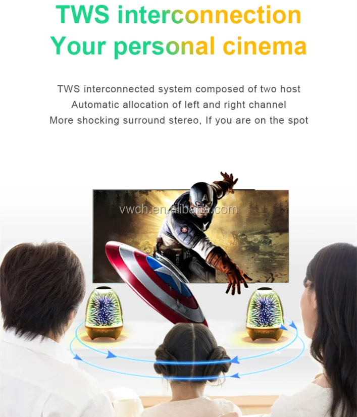 Bluetooth Speaker Portable Smart Touch LED Night Light with 3D Glass Music Player Hands-free with TF Card 7color Charging - ANKUX.COM