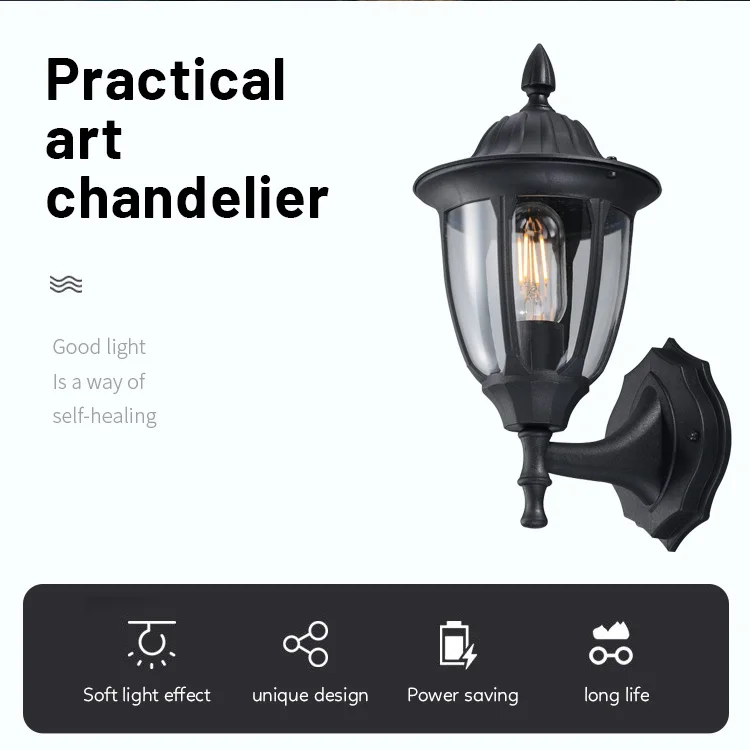 Wholesale Spot Luxury Black Outdoor Garden Balcony Decor Wall Lamp